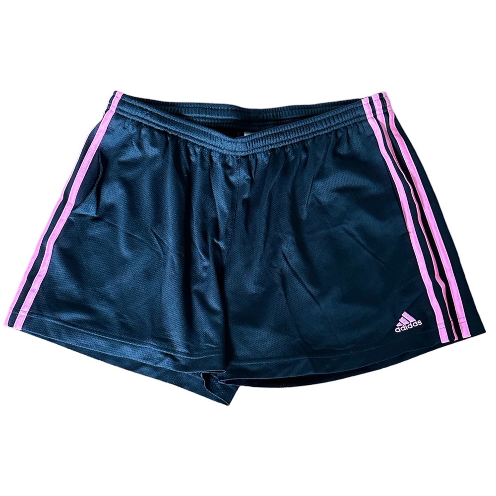 Adidas women’s athletic shorts with pockets Black with Pink stripes size L